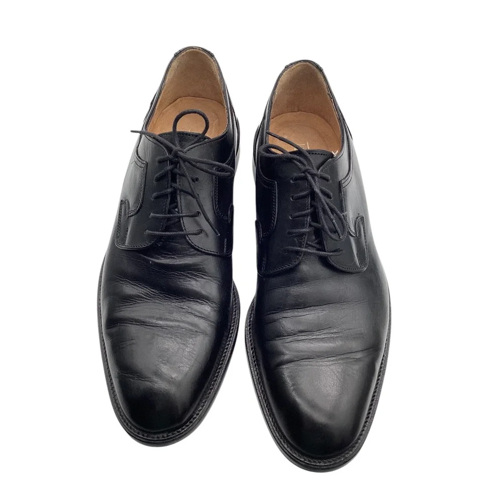 Johnston & Murphy - Men's Plain Toe Derby Oxford Black Leather - Size 9.5M‎